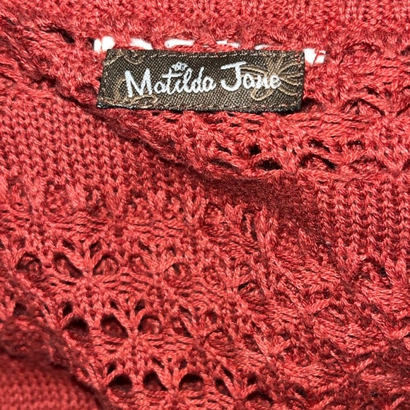 Matilda Jane Crochet Open Front Cardigan Women's boho lagenlook medium fall - Picture 6 of 7